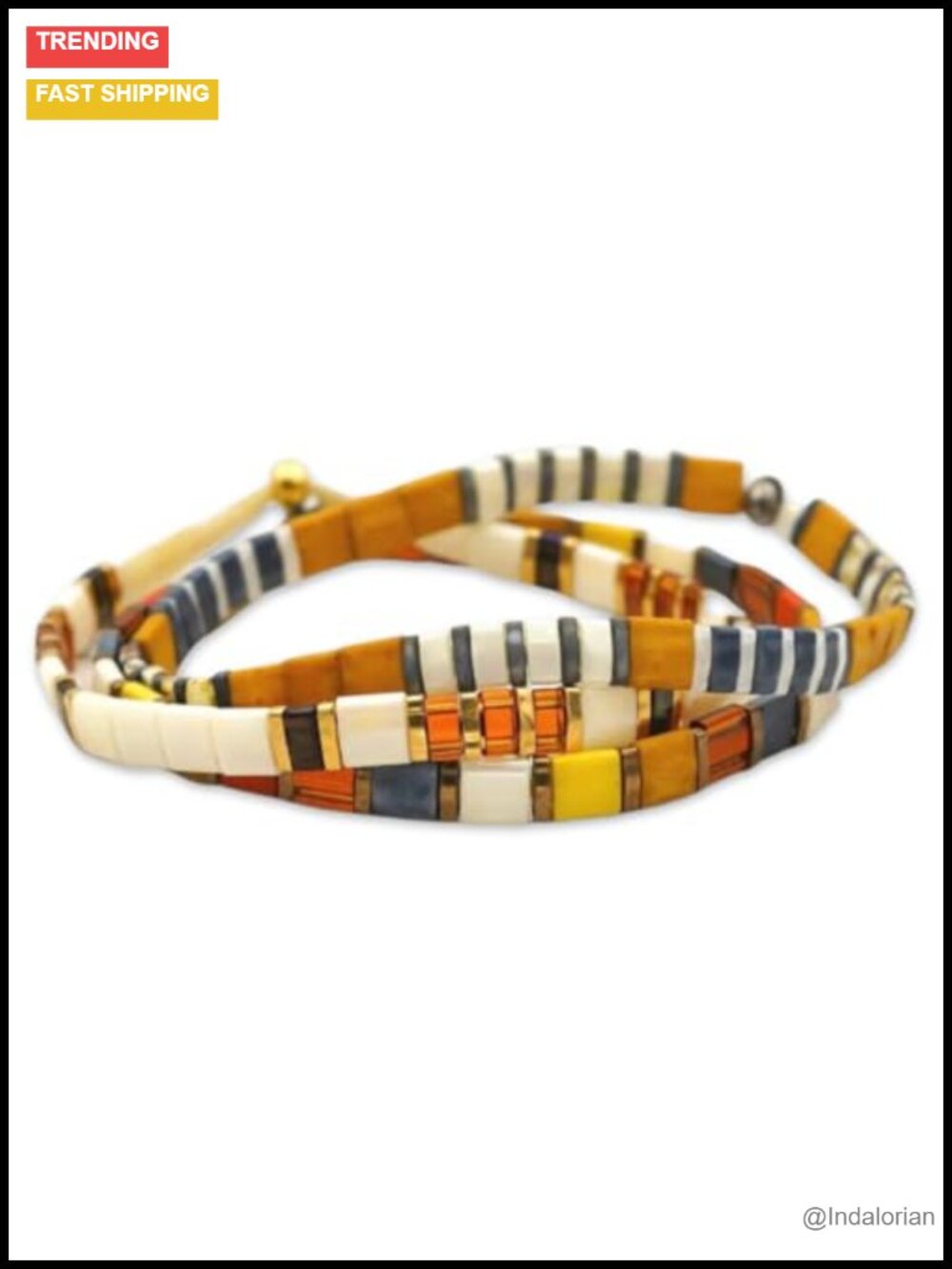 Stretch Beaded Bracelet with Japanese Glass Beads and Crystal Elastic